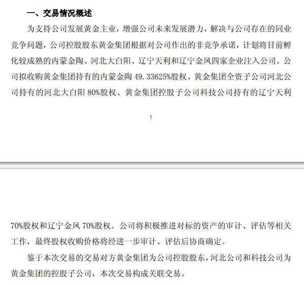 中金黃金，控股股東擬注入資產(chǎn)
