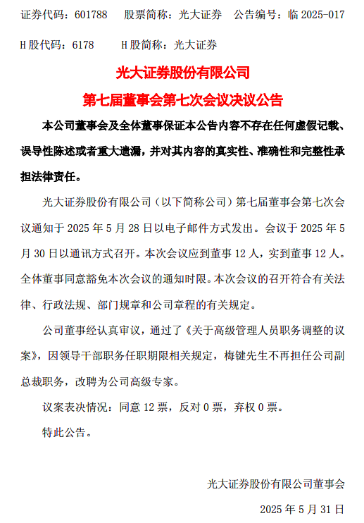 下課！光大證券副總裁