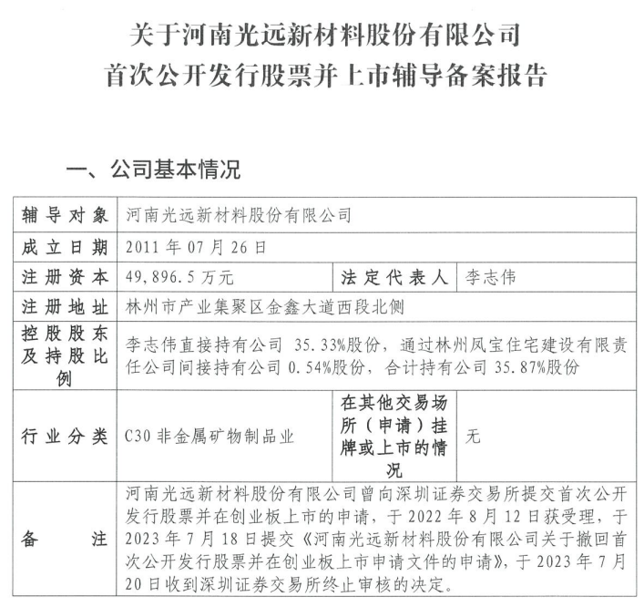 光遠新材重啟IPO！已接受國泰海通輔導(dǎo)